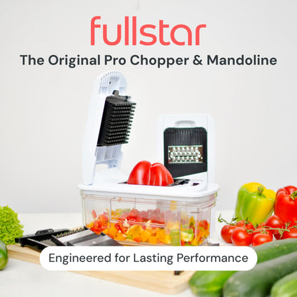 Fullstar Mandoline Slicer for Kitchen - Vegetable Chopper, Onion Potato Food Veggie Fruit Slicer and Cutter with Container, Kitchen Gadgets & Gifts, Home Essentials (4 in 1, Black/White)