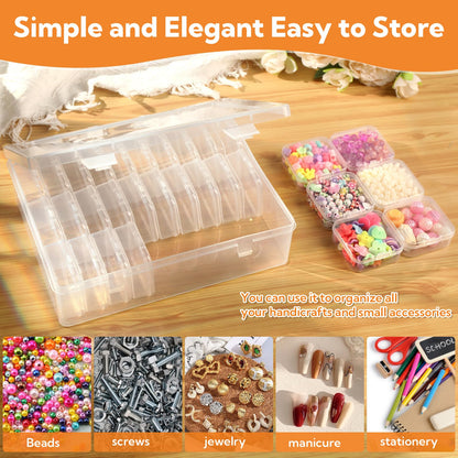 186 Pack Bead Organizer Box, Transparent Small Plastic Containers (6 Large Boxes and 180 Small Boxes), Bead Organizers and Storage with Blank Stickers for Bracelet Making DIY Jewelry Craft Nail