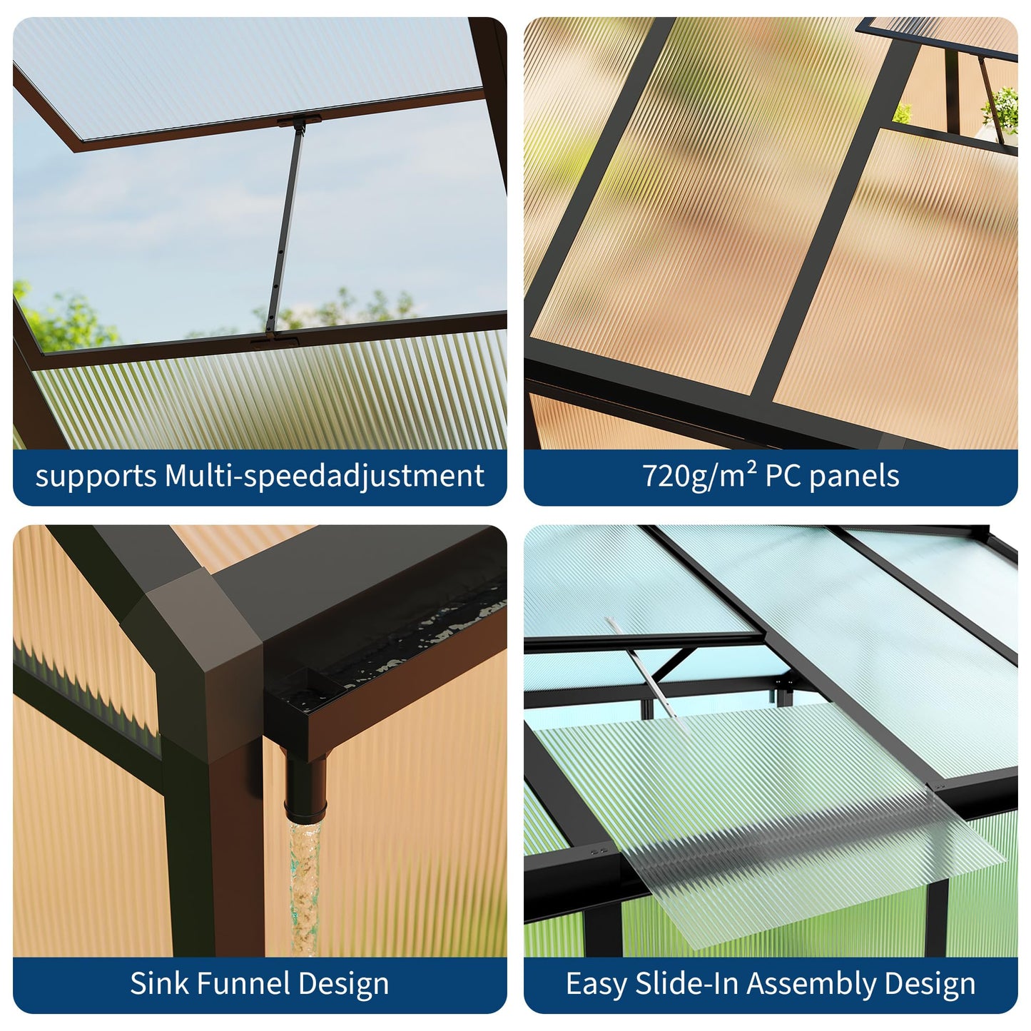 Garvee 8 x 10 FT Greenhouse, Greenhouses for Outside, Polycarbonate Greenhouse with Aluminum Frame, Lockable Door and Ajustable Roof Vent for Backyard, Green Houses for Outside Garden Backyard, Patio