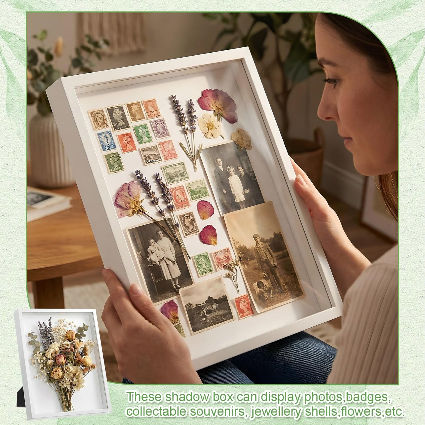Tuanse 3 Pcs 11 x 14 inches Shadow Box Frame Deep Shadow Display Boxes Cases Picture Display Case for Wall and Tabletop DIY Craft Memorabilia Wedding Memories Tickets and Photos(White)