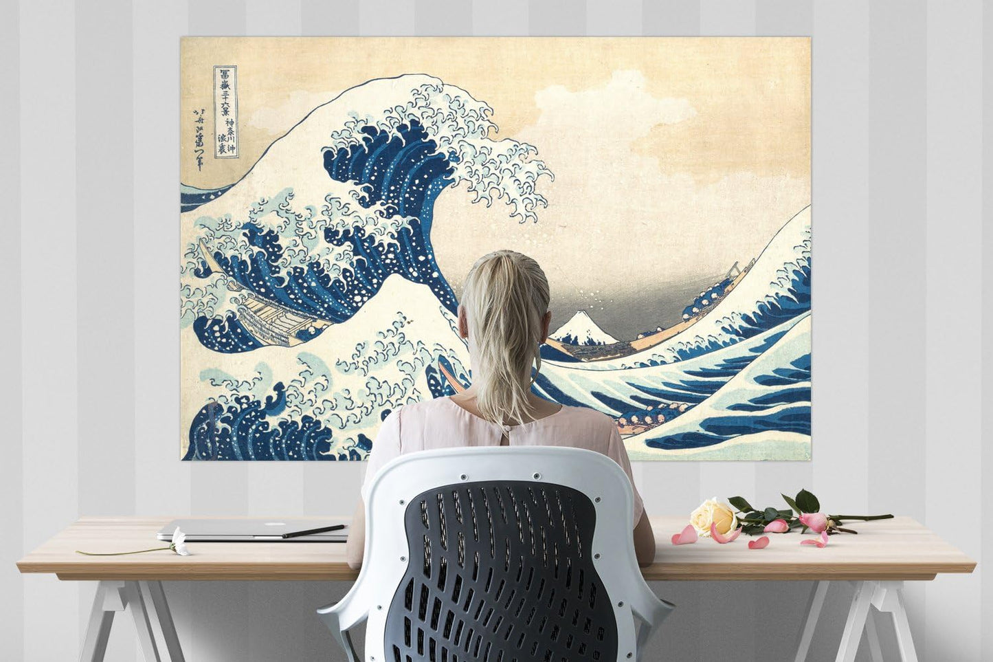 The Great Wave off Kanagawa by Katsushika Hokusai Poster Print, 24in Tall X 36in Wide