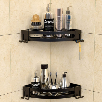 2 Pack, Bakzon Corner Shower Caddy, Shower Shelf Corner No Drilling Bathroom Shower Organizer Storage Rack Adhesive