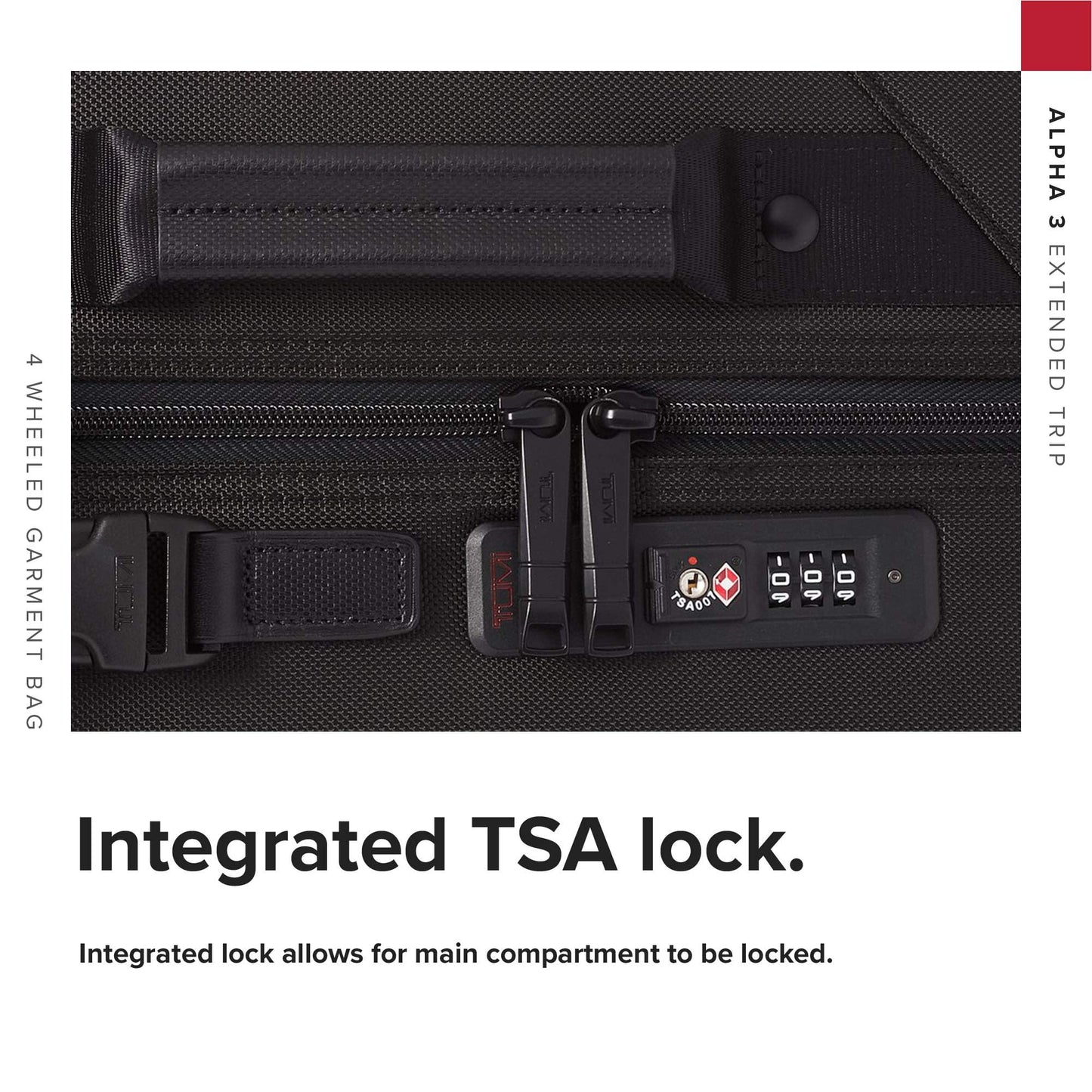 TUMI - Alpha Extended Trip 4 Wheeled Garment Bag - 4-Wheeled Clothing Bag for Hanging Suits, Dresses & Coats - With TSA Lock - Black