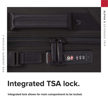 TUMI - Alpha Extended Trip 4 Wheeled Garment Bag - 4-Wheeled Clothing Bag for Hanging Suits, Dresses & Coats - With TSA Lock - Black