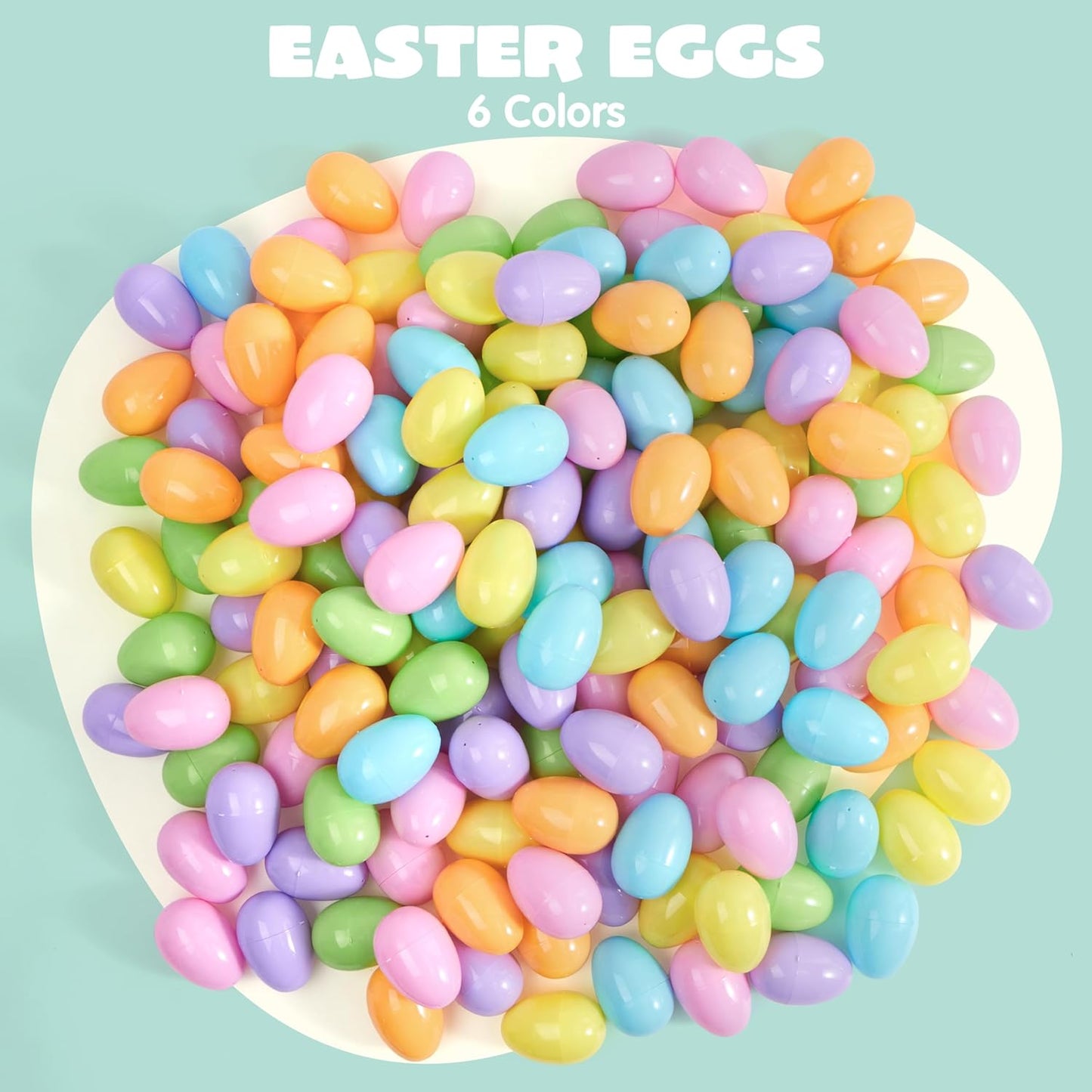 3.15" 200PCS JOYIN Pastel Easter Eggs, Large Plastic Eggs, Empty Colorful Fillable Eggshells for Easter Hunt, Party