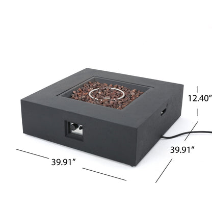 Christopher Knight Home Aidan Outdoor 50,000 BTU Square Fire Pit (No Tank Holder) - Lightweight Concrete - Dark Gray
