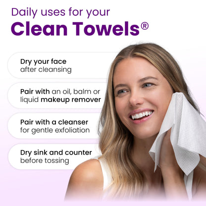 CLEAN SKIN CLUB Healthy Aging Clean Towels® XL, Smooths Fine Lines Wrinkles & Texture, Disposable Face Dry Wipes, XL - 1 Pack (50 count)