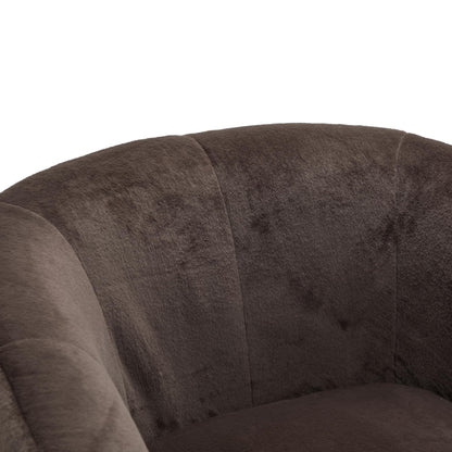 Christopher Knight Home Manie Plush Fabric 360° Swivel Accent Chair, Solid Wood Living Room Swivel Barrel Chair, Rotating Single Lounge Sofa, Comfy Reading Armchair, Dark Brown