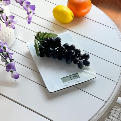 Glass Platform Digital Kitchen Scale - for Food Coffee Lab - LCD Display gram Ounces lb:oz fl.oz ml - 11 LB/5 KG Capacity - Battery Included - White by The Display Guys