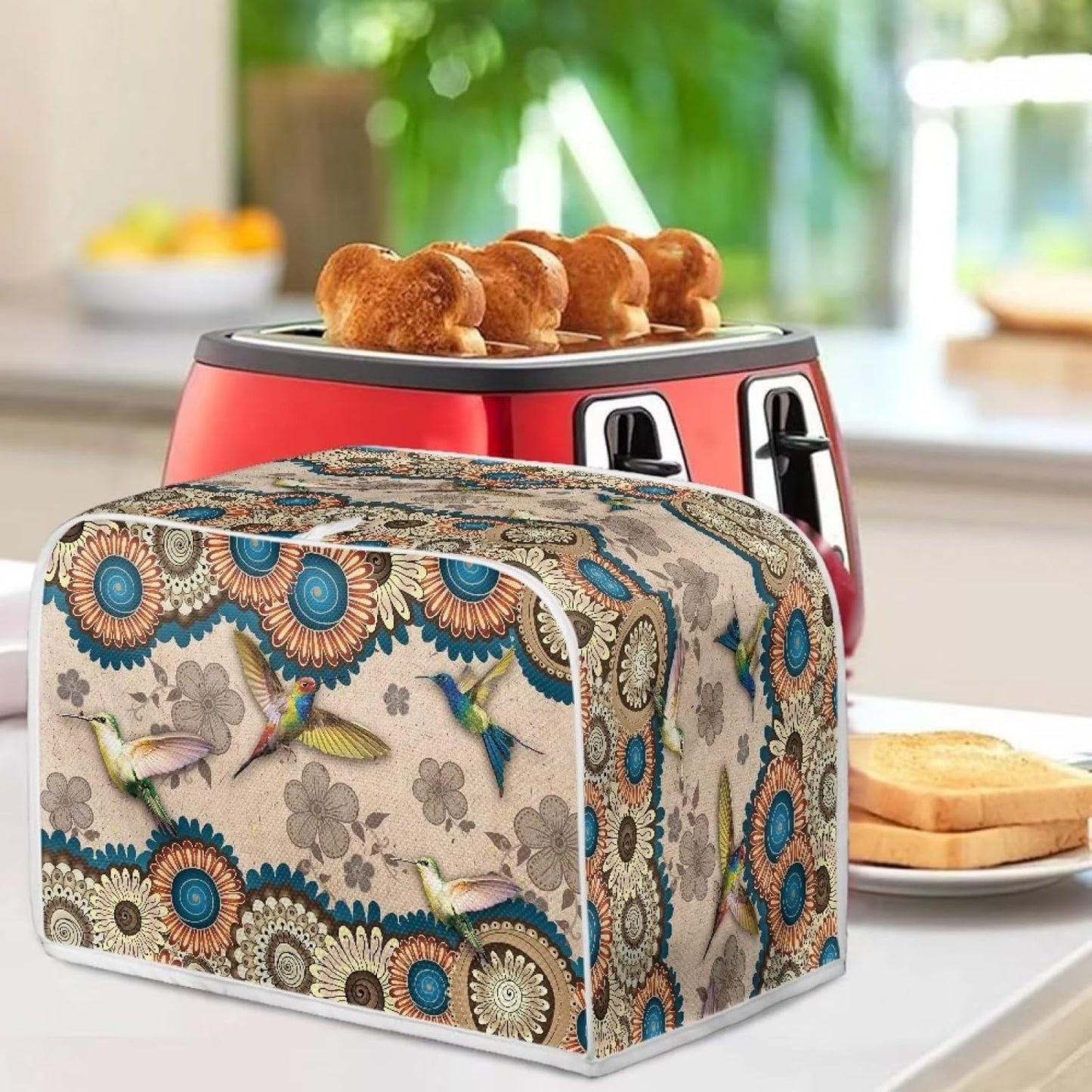 Talayituse Boho Mandala Hummingbird Print Toaster Cover, 2 Slice Wide Slot, Lightweight, Washable Dust Protection Bag