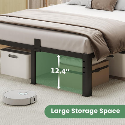 NKZ 14 Inch Queen Bed Frame, Sturdy Metal Platform with Round Corner Legs, 3,500 lbs Heavy Duty Steel Slat Support, Easy Assembly, Noise Free, No Box Spring Needed