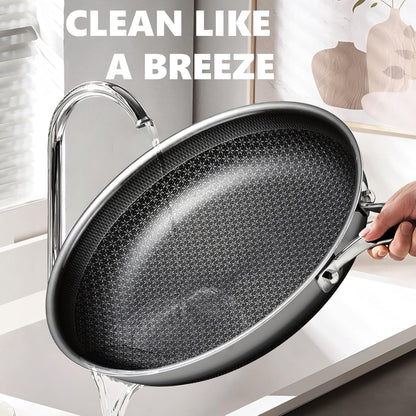 OATOFP Non-Stick Frying Pan - 12 Inch Hybrid Skillet with Lid | Dishwasher & Oven-Safe, PFOA-Free Cookware