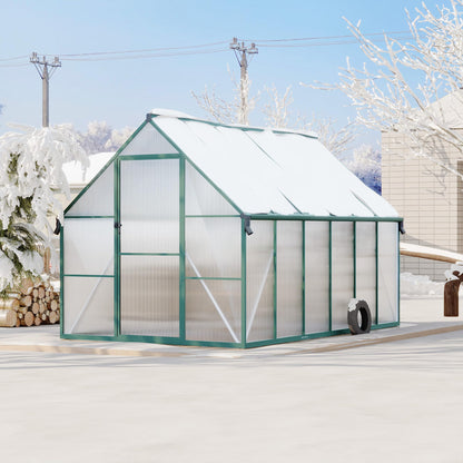 Polycarbonate Greenhouse for Outdoors, Large Walk-InGreenhouse with Quick Setup Structure and Roof Vent, Greenhouse with Ventilation