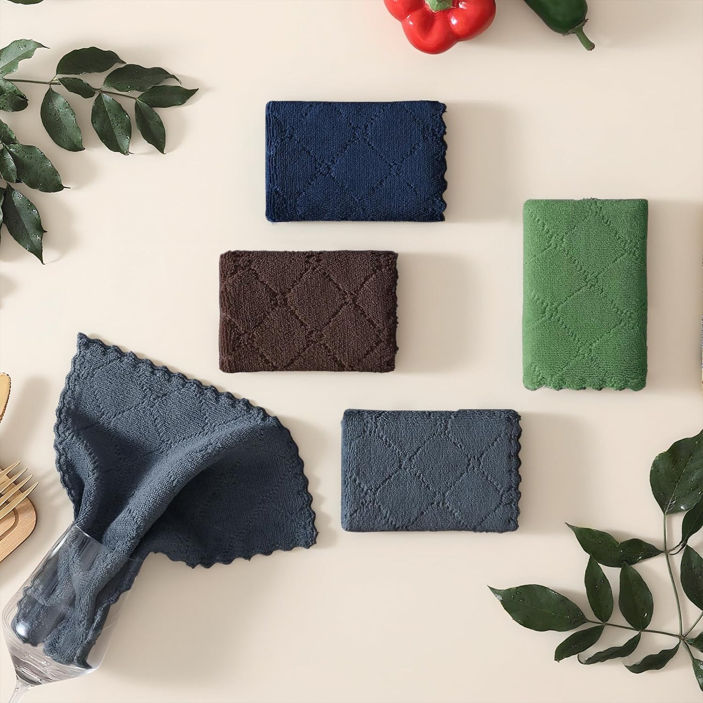 12 Pack 10 10 inches, Homaxy Kitchen Dish Cloths, Super Soft and Absorbent Coral Velvet Dish Towels, Nonstick Oil Fast
