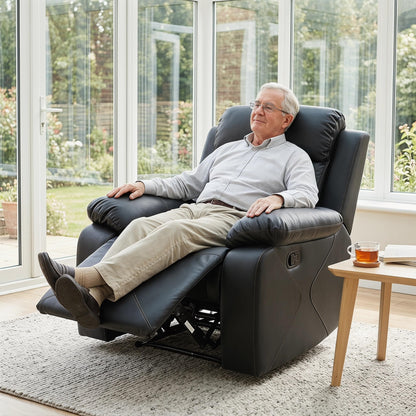 Trygoal Manual Recliner Chair, Nursery Rocking Chair, Lazy Boy Recliner Chair for Adults, Gaming Recliner wih Overstuffed Arms, Suitable for Home Theater, Living Room, Bedroom, Black