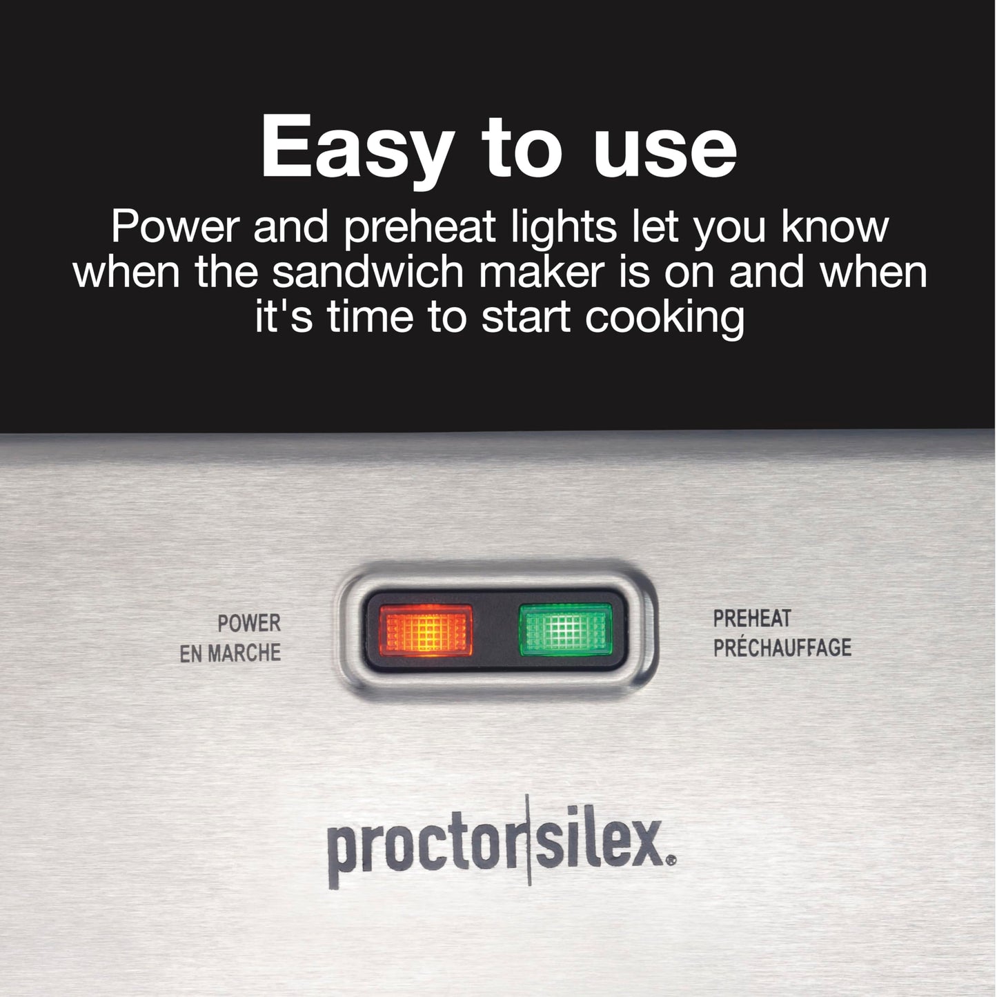 Proctor Silex Deluxe Hot Sandwich Maker With Easy-Clean Durable PFAS-Free Nonstick Ceramic Plates, Fits up to 2 Grilled Cheese, Ruebens, Tortas or Subs, Stainless Steel (25415MN)