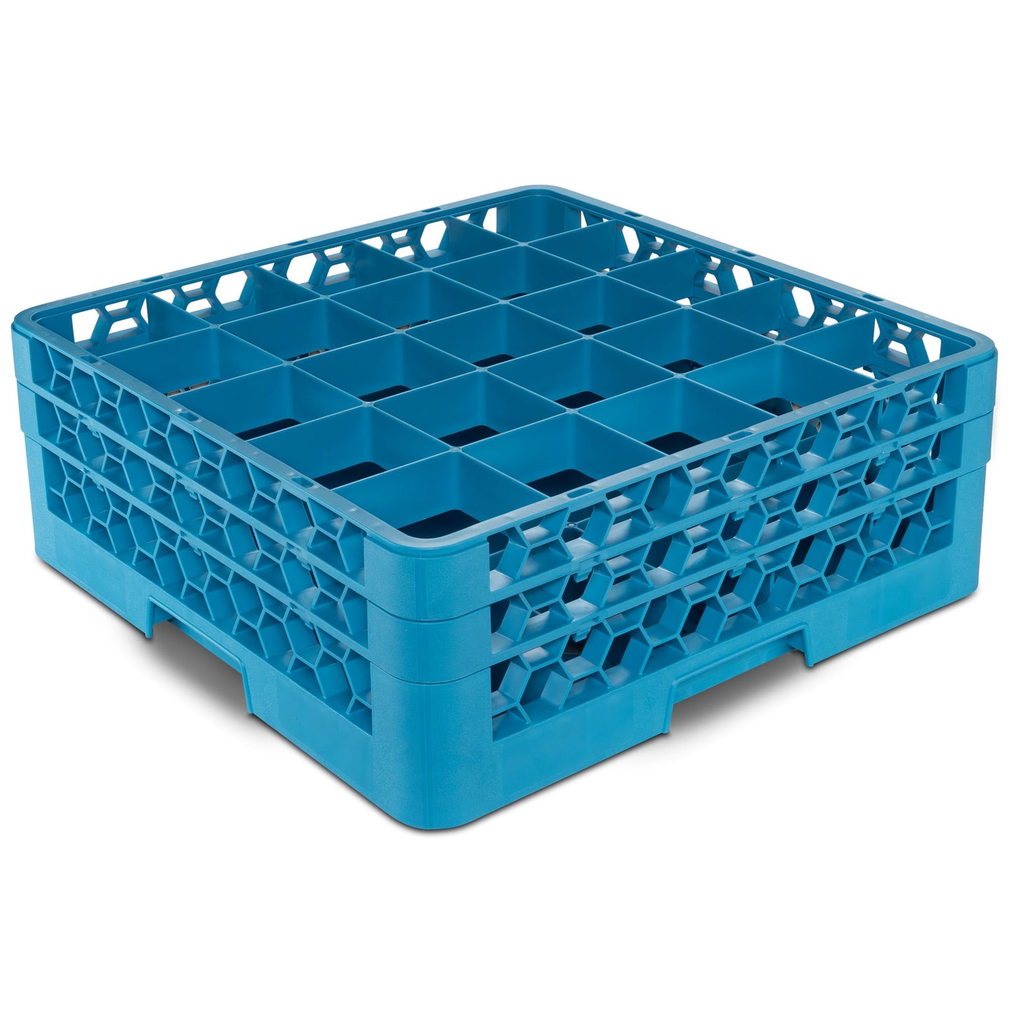 Carlisle FoodService Products OptiClean Plastic 25-Compartment Divided Glass Rack with Extender, Blue, (Pack of 3)