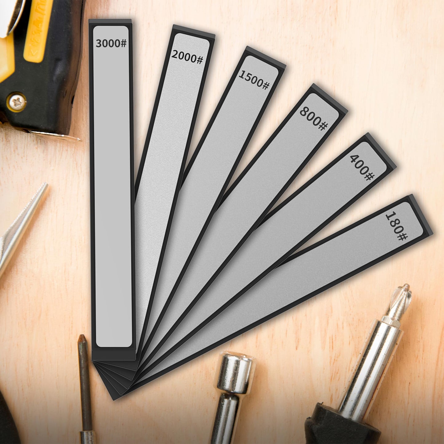 XARILK 6 PCS Diamond Knife Sharpening Stones Set, Diamond Plates Kit for XARILK type Sharpeners System, 180# 400# 800# 1500# 2000# 3000# Grit