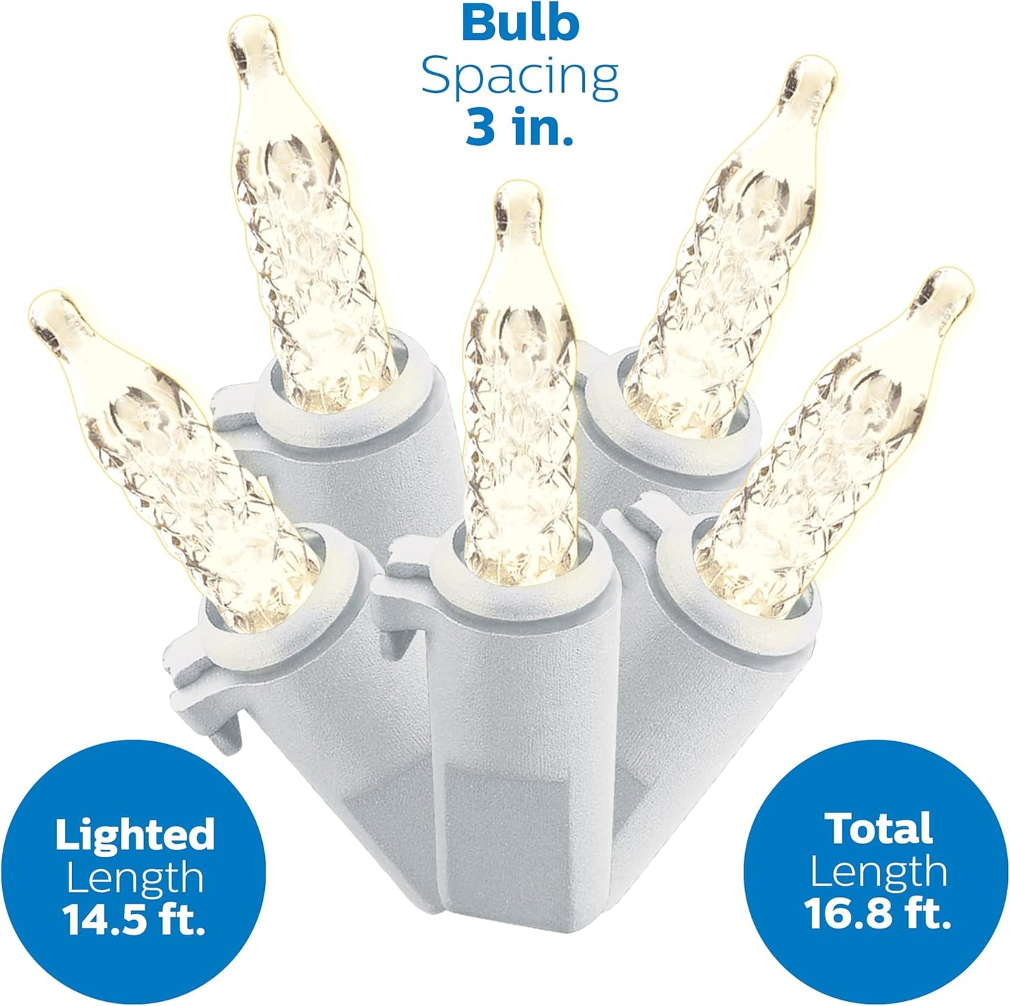 150 Philips LED Warm White Faceted Mini Icicle Lights