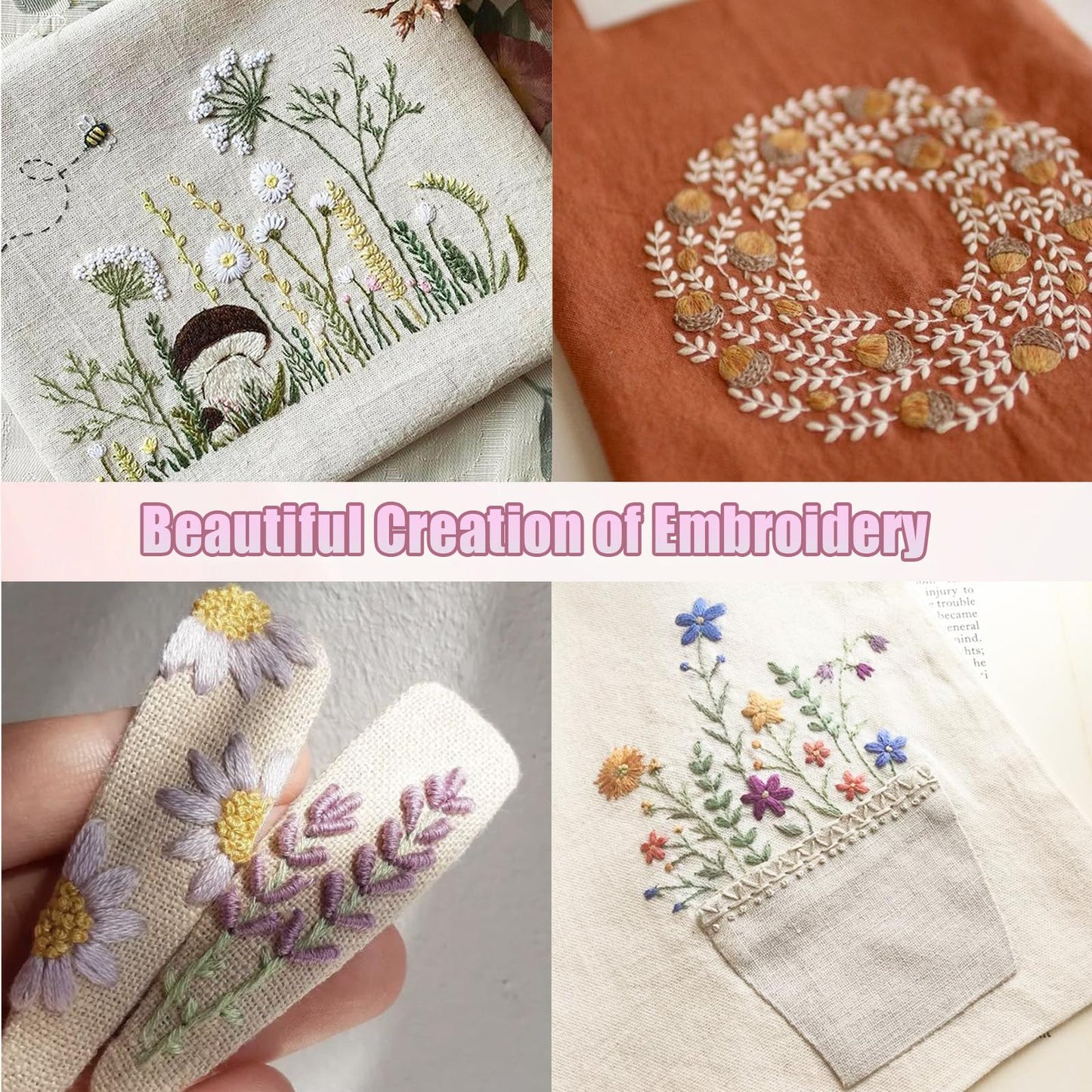spicssa 2026 Upgraded Embroidery Stitch Book Kit, All in One Sewing Embroidery Kits, Starter Practice Patterns, Complete Tool kit and VideoTutorials, Gifts for Girlfriends, Mothers, and Craft Lovers