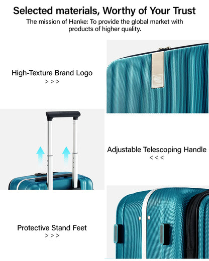 Hanke 26 Inch Large Luggage Hard Shell Top Opening Aluminum Frame Hardside Suitcase with Spinner Wheels, Checked Luggage for Men & Women Travel, Caribbean Blue
