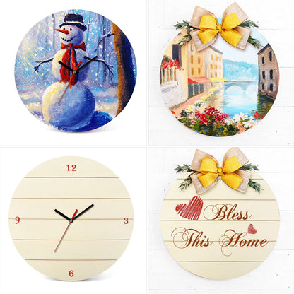 Whaline 5 Pcs 12 Inch Christmas Wood Circles for Crafts Xmas Rustic Unfinished Wooden Signs Blank Round Wood Slices for Christmas Winter Holiday Party Decor DIY Painting Art Craft