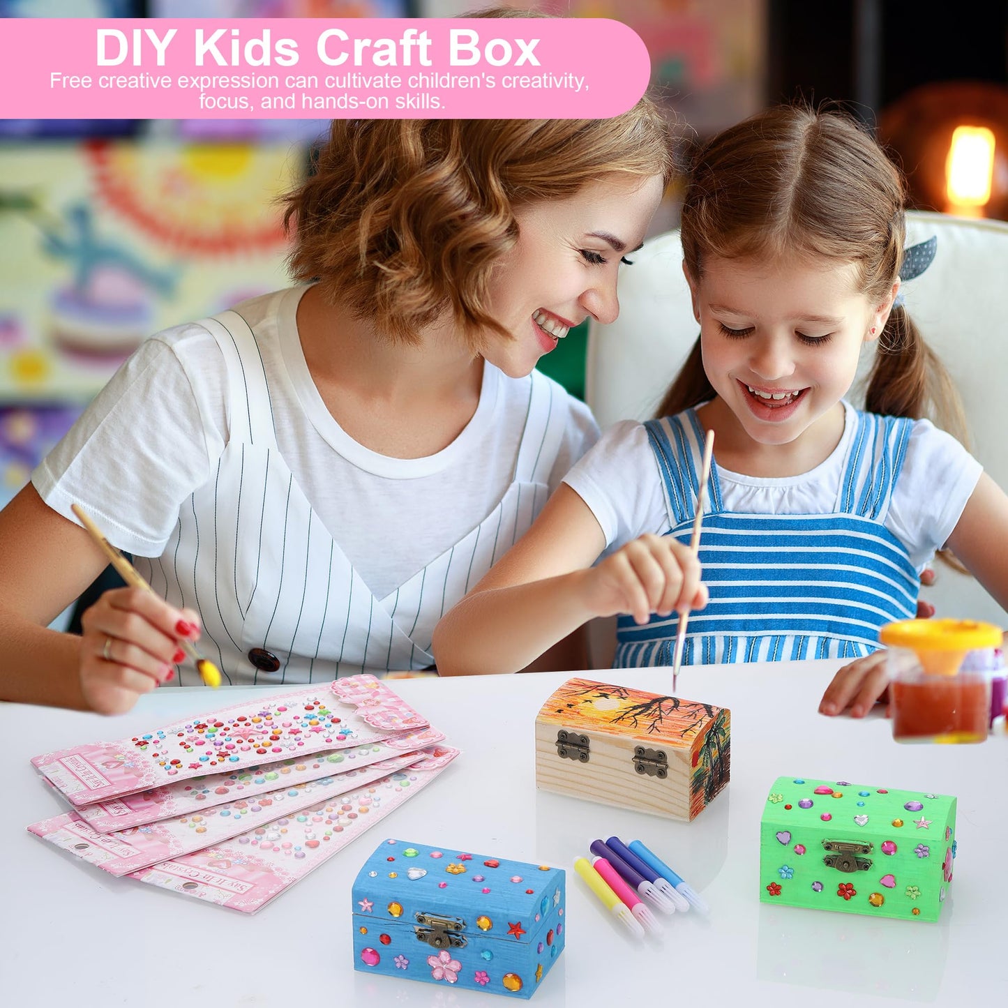 10Pcs Small Wooden Boxes for Crafts, Unfinished Wood Box with Lids, Mini Treasure Chest Small Craft Box, Jewelry DIY Mini Craft Boxes to Paint for Kids Adults Classroom Party Handmade (3.5 x 2 x 2in)