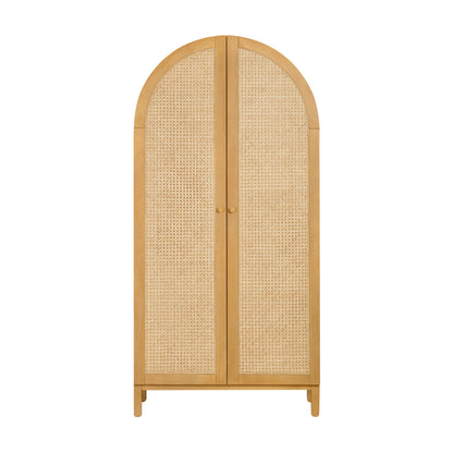 Babyletto Bondi Cane Tall Wooden Armoire Wardrobe Closet with Doors - GREENGUARD Gold Certified Assembled Wood Wardrobe Cabinet for Kids Bedroom - Storage Armoire with Shelves, Rod for Hanging Clothes