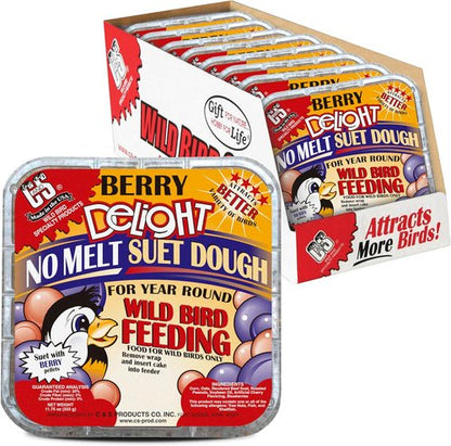 C&S Berry Delight Suet Cakes for Wild Birds - No Melt Formula, 11.75 Ounces, Pack of 8