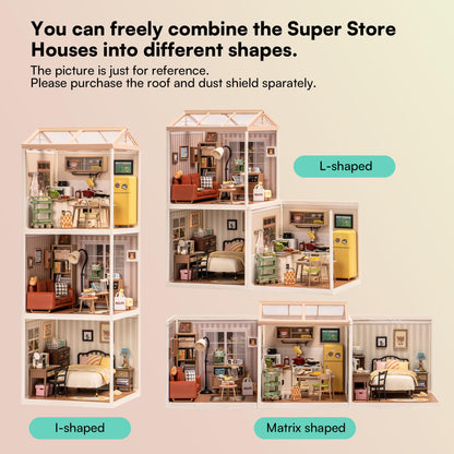 ROBOTIME DIY Miniature House Kit Mini Dollhouse Building Toy Set Plastic Tiny Room Making Kit with Accessories Model Room Craft Hobby Decent Gifts (Sweet Dream Bedroom)