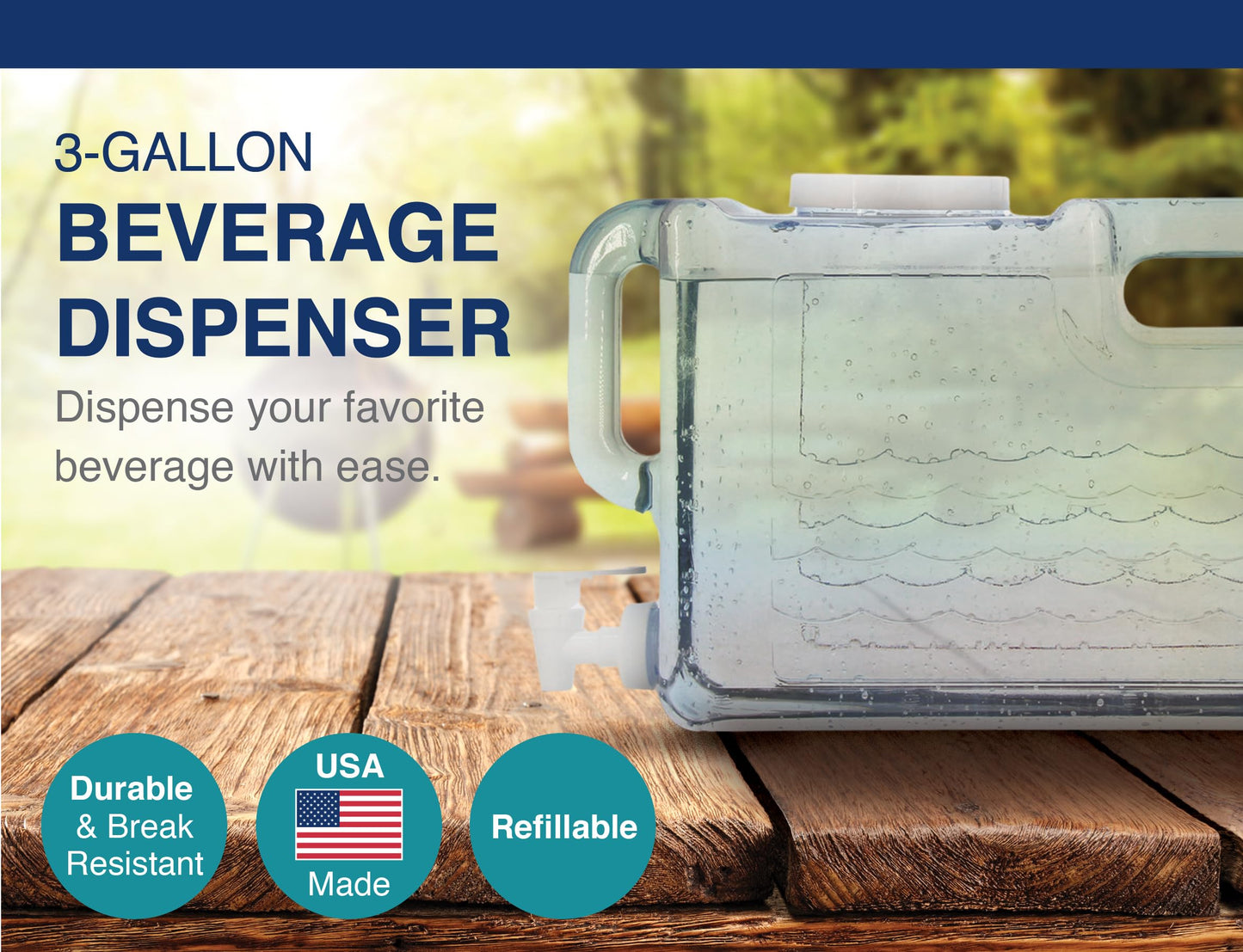 Arrow Home Products 3 Gallon Drink Dispenser for Fridge - Plastic Beverage Dispenser with Spigot for Easy Dispensing - BPA Free Plastic - Convenient Handle, Easy-Pour Spout