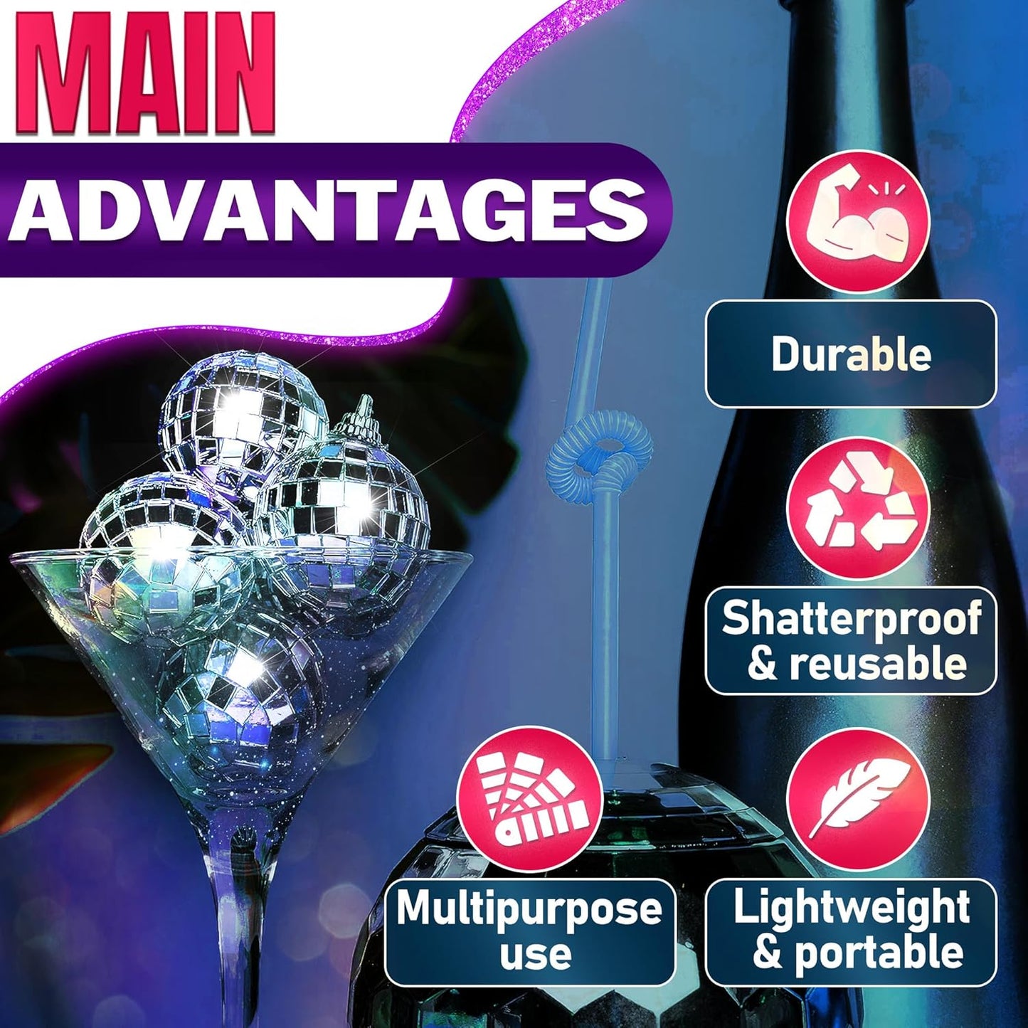 24 PCs Mini Disco Balls Set - 1.8 in Ornaments for Parties, Lightweight & Portable Decorations, Silver Sparkle