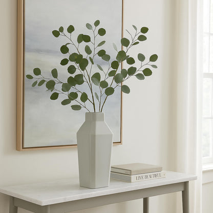 Emissary Home and Garden Quadrant 22.5 in. H Square Ceramic Vase in Gray with High-fire Treatment