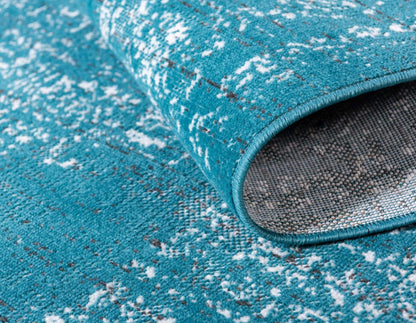 Unique Loom Aarhus Collection Vintage Border Area Rug (10' 0 x 13' 0 Rectangular, Teal/Ivory)