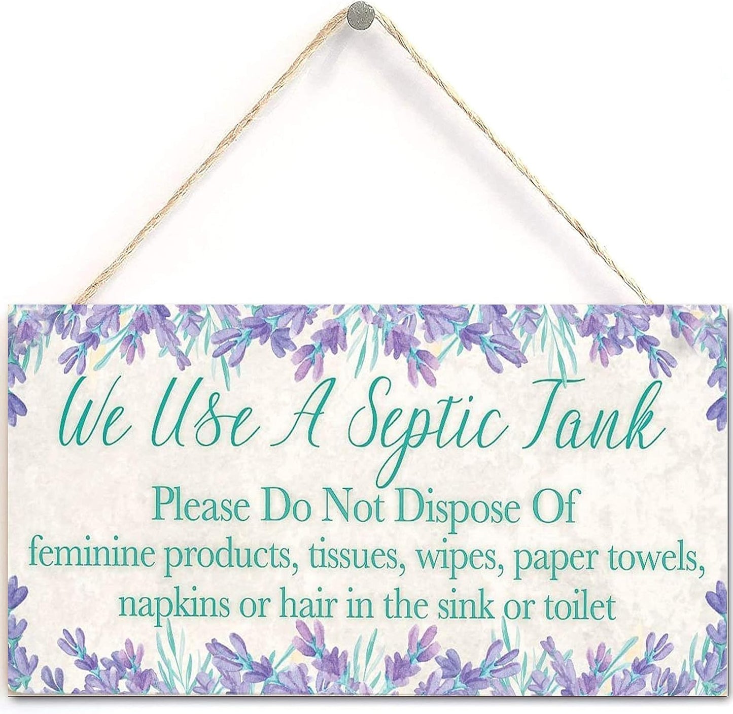 Buslint We Use A Septic Tank Please Do Not Dispose of, Polite Septic Tank Sign, Wooden Hanging Sign