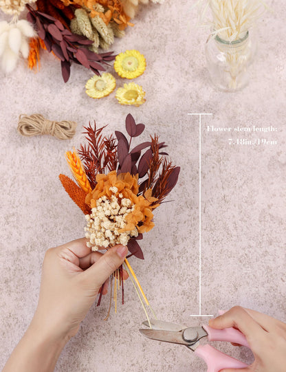 apmunik DIY Dried Flower Set, Bulk Dried Flowers Bouquet, Dried Flower Vase Arrangement, Autumn Decoration,Dried Flowers with Stems. (Fall)