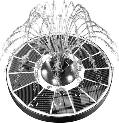 SZMP Solar Fountain - Upgraded 100% Glass Panel, 3.5W Floating Water Pump with 2000mAh Battery & 7 Nozzles | Ideal for Garden & Pond