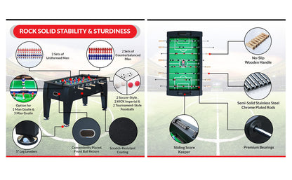 KICK Legend 55" Foosball Table (Black) – Professional Full-Size Indoor Game Table