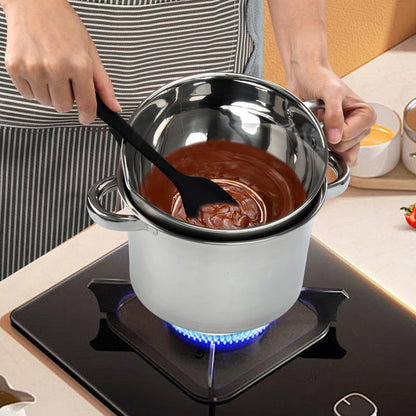 3PCS Double Boiler Pot Set, 2500ML/2.3QT Mixing Bowl with Scale 4000ML/ 3.6QT Stainless Steel Heating Pot with Silicone Spatula for Cheese Chocolate Candy Candle Soap Wax Melting (2500ml+4000ml)