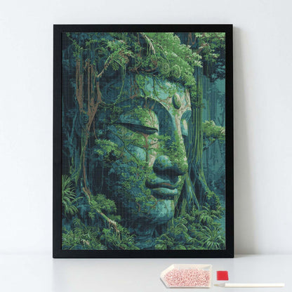 HUINORYA Zen Buddha Bodhi Tree Buddhism Diamond Painting Kit with Frame Full Square Drill DIY Bar Cafe Cave Home Room Wall Bathroom Porch Patio Decor Gift, 16 x 12 Inch