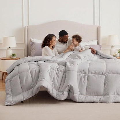 Bedsure Comforter Duvet Insert - Quilted Cal King Size, All-Season Down Alternative Bedding, Light Grey | 130x120 Inches