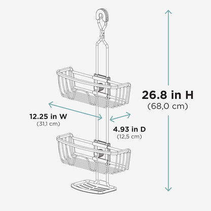 Zenna Home NeverRust Aluminum Adjustable Hanging Shower Caddy, Satin Chrome