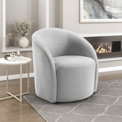 Lexicon 360 Degree Swivel Accent Chair, Boucle Fabric Arm Chair with Metal Swivel Base and Sloped Arms for Living Room/Bedroom/Office, Light Gray