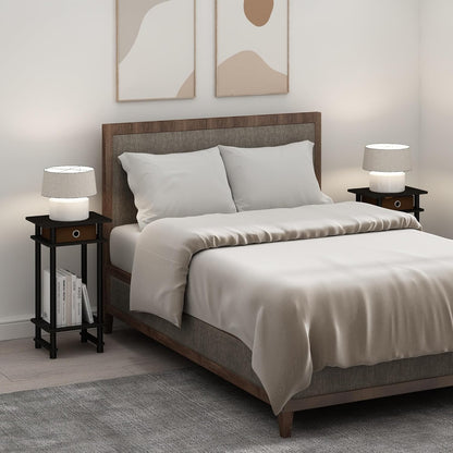 1-Pack, Furinno Turn-N-Tube Tall Nightstand with Bin, Plastic Poles, Espresso/Brown