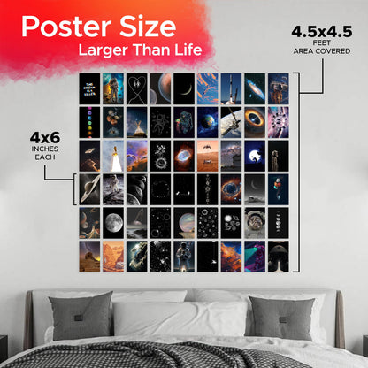 CodersParadise 54 PCS Astronomy Wall Collage Poster Kit, Outer Space Moonlight Aesthetic Room Decor 4x6 Photo Collection for Bedroom, Teen Boy Girl Dorm Room Decor