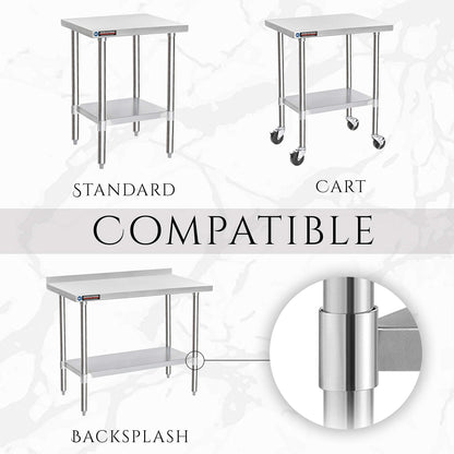 DuraSteel Galvanized Under Shelf for Work Tables - Extra Adjustable Lower Shelf for 30'' x 60'' Stainless Steel and Wooden Worktables - Fits for use in Restaurant, Warehouse, Home, Kitchen, Garage