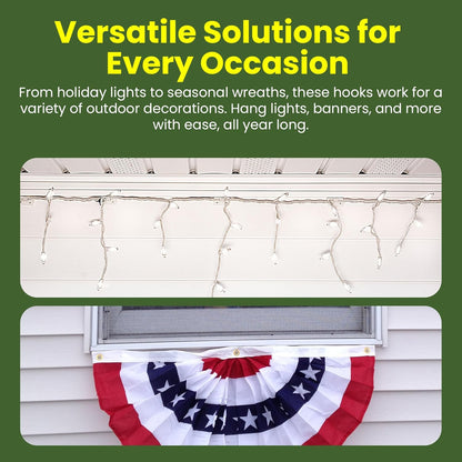 Vinyl Siding Hooks for Finish Trim - Outdoor Hook for House Decoration, 7 Pack Plastic Hooks