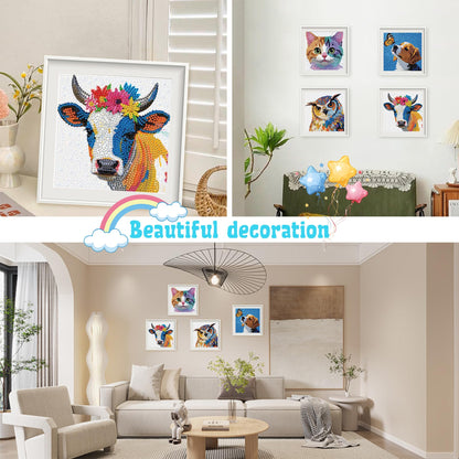 Leixonl 4 Packs 5D Diamond Art Kits for Kids Ages 6-8-9-12,Arts and Crafts Set for Home Wall Decor.Gem Art by Number Kits Arts and Crafts Kits(5.9x5.9inch) (Butterfly Dog)