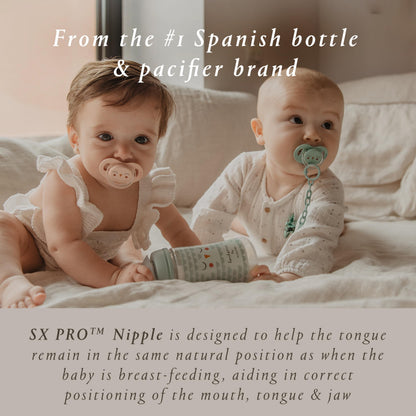 Suavinex Bonhomia SX PRO Physiological Pacifier, Supports Breastfeeding Babies, Pacifiers 0-6 Months, 2 Pack Baby Pacifier, Baby Accessories, (Pink/Beige)