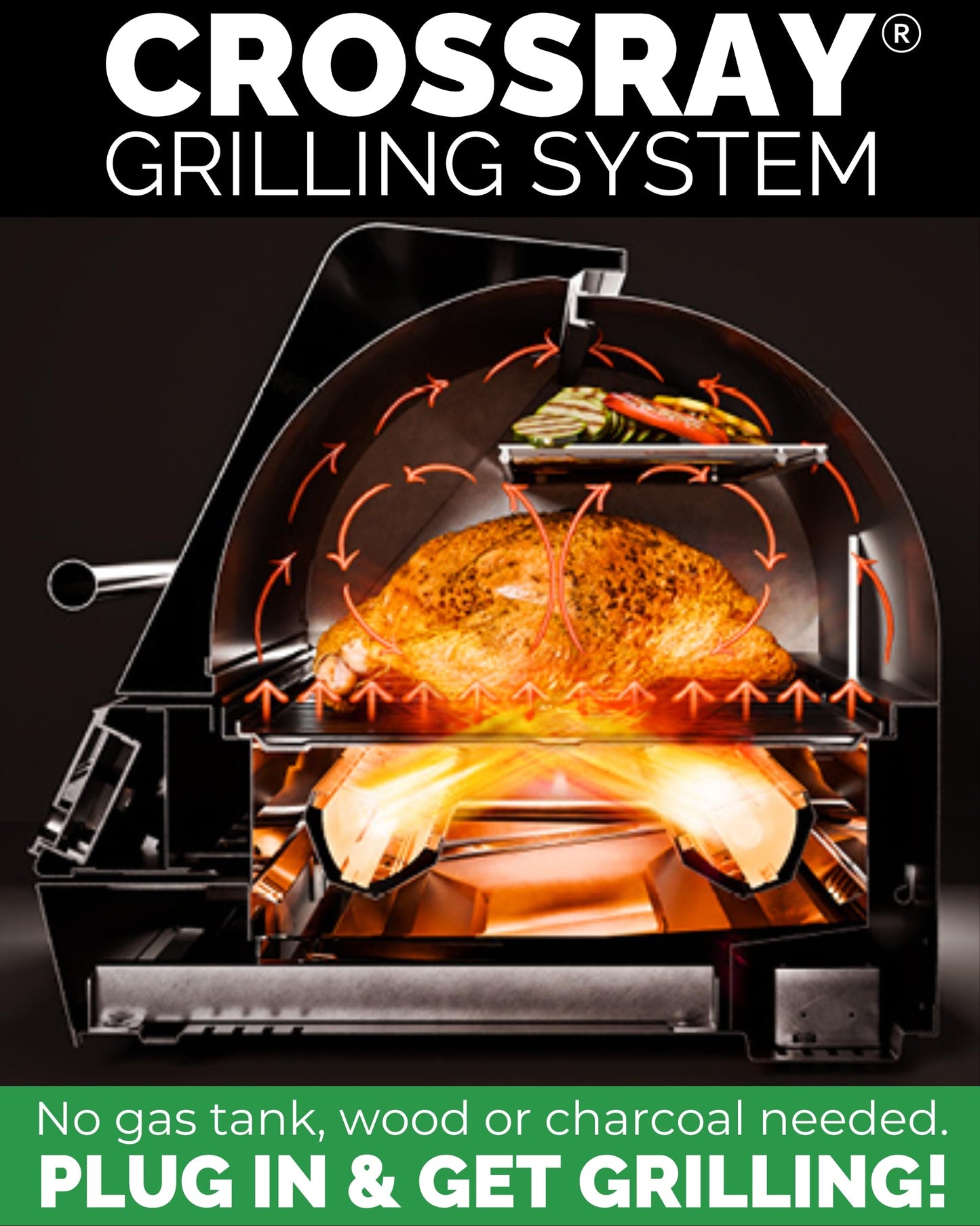 PlugNGrill Turbo E XL Electric Grill, 1700W Infrared, Warming Rack and Probe, Apartment Friendly